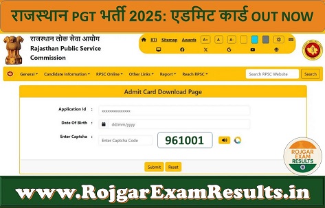 राजस्थान PGT भर्ती 2025: भर्ती विवरण, आवेदन प्रक्रिया, एडमिट कार्ड | RojgarExamResults.in