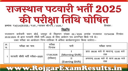 राजस्थान पटवारी परीक्षा तिथि 2025 – विस्तृत जानकारी, पैटर्न, तैयारी सुझाव