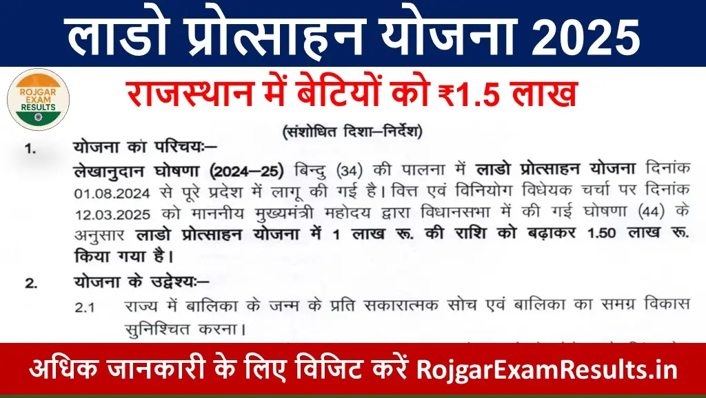 Rajasthan Lado Protsahan Yojana 2025: राजस्थान लाडो प्रोत्साहन योजना
